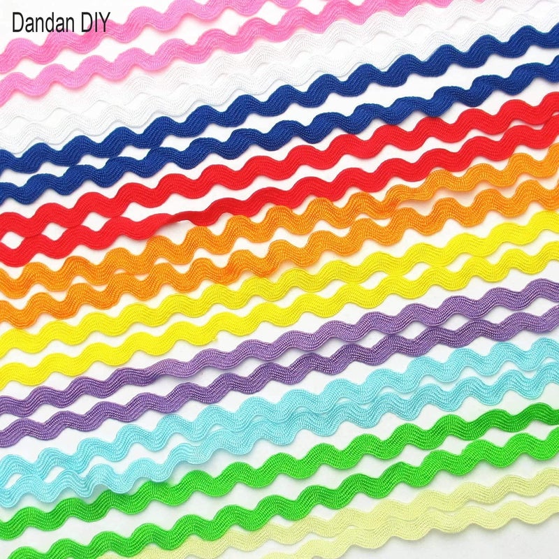 Dandan DIY 50yards Multi-Colors Colorful 5mm Wave Bending Fringe Trim Ribbon for Clothes Dress Sewing Flower Making Home Party Wedding Decoration Lace Ribbon Craft Supply - Image 4